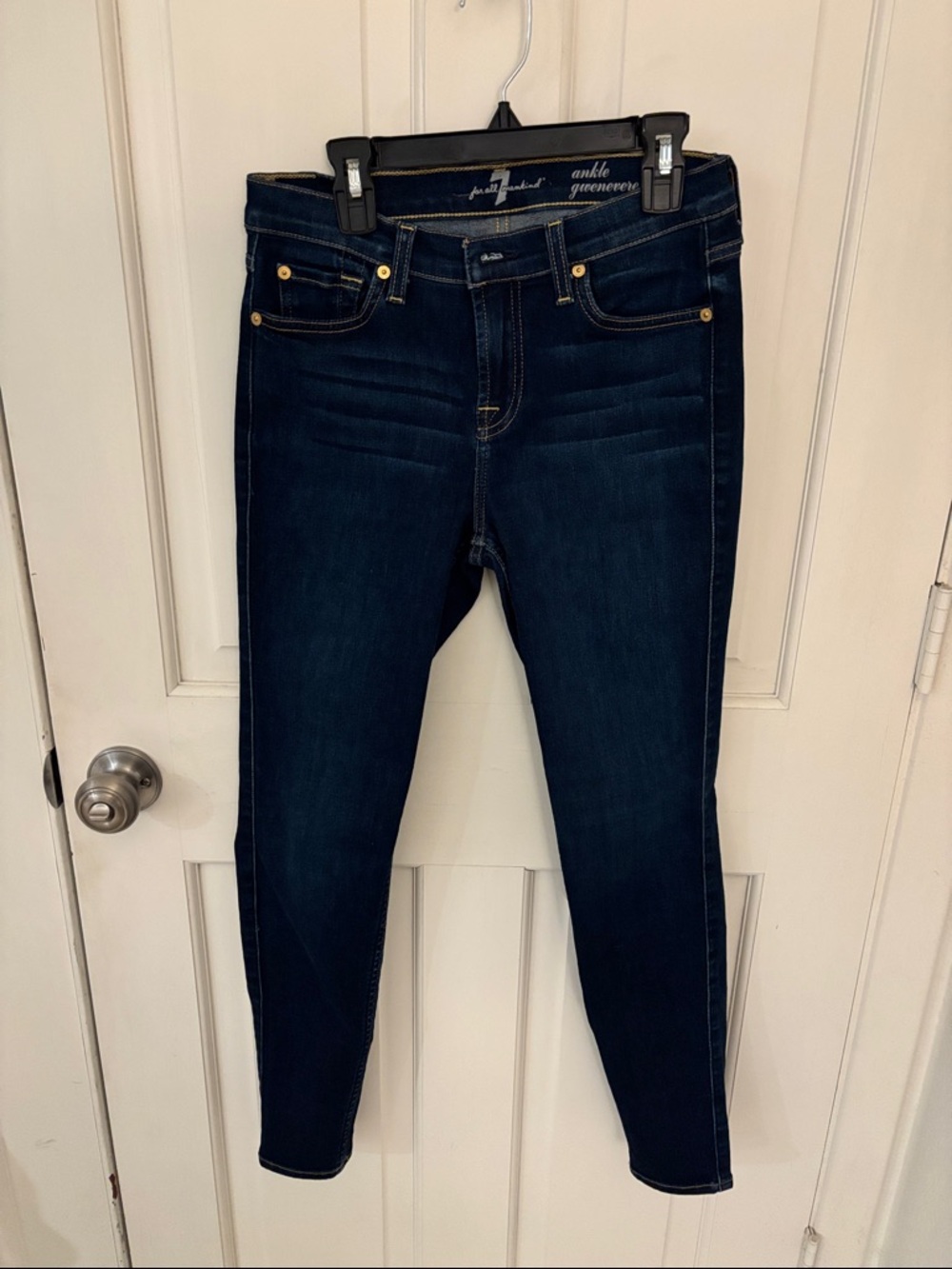 7 For All Mankind Dark Blue Skinny Jeans With Stretch